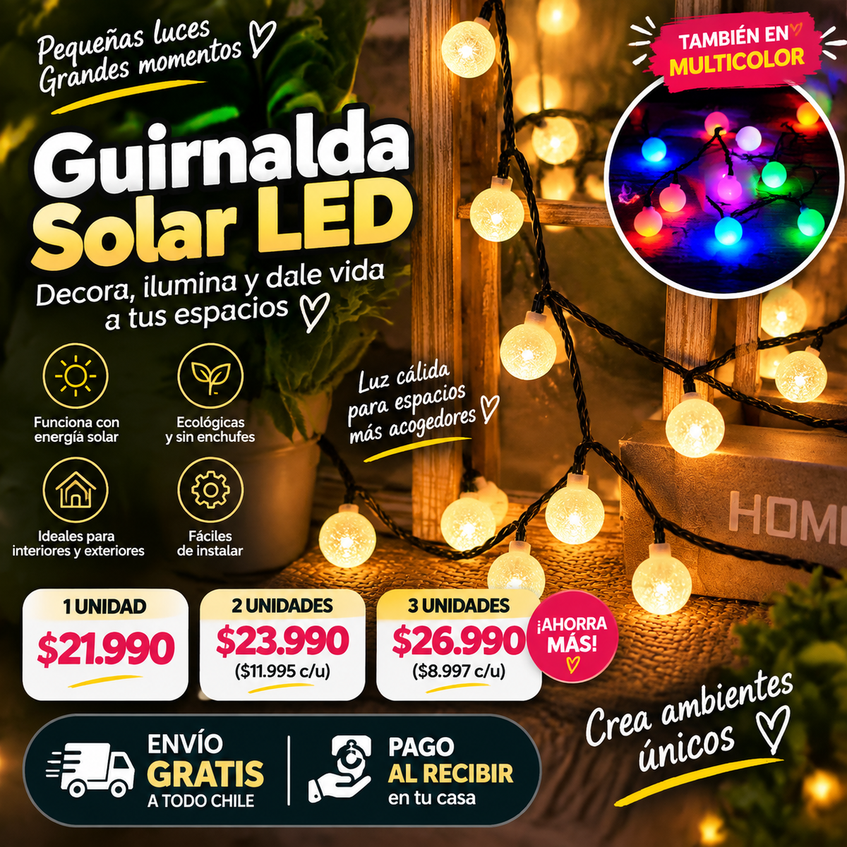 Guirnalda luces  solar led