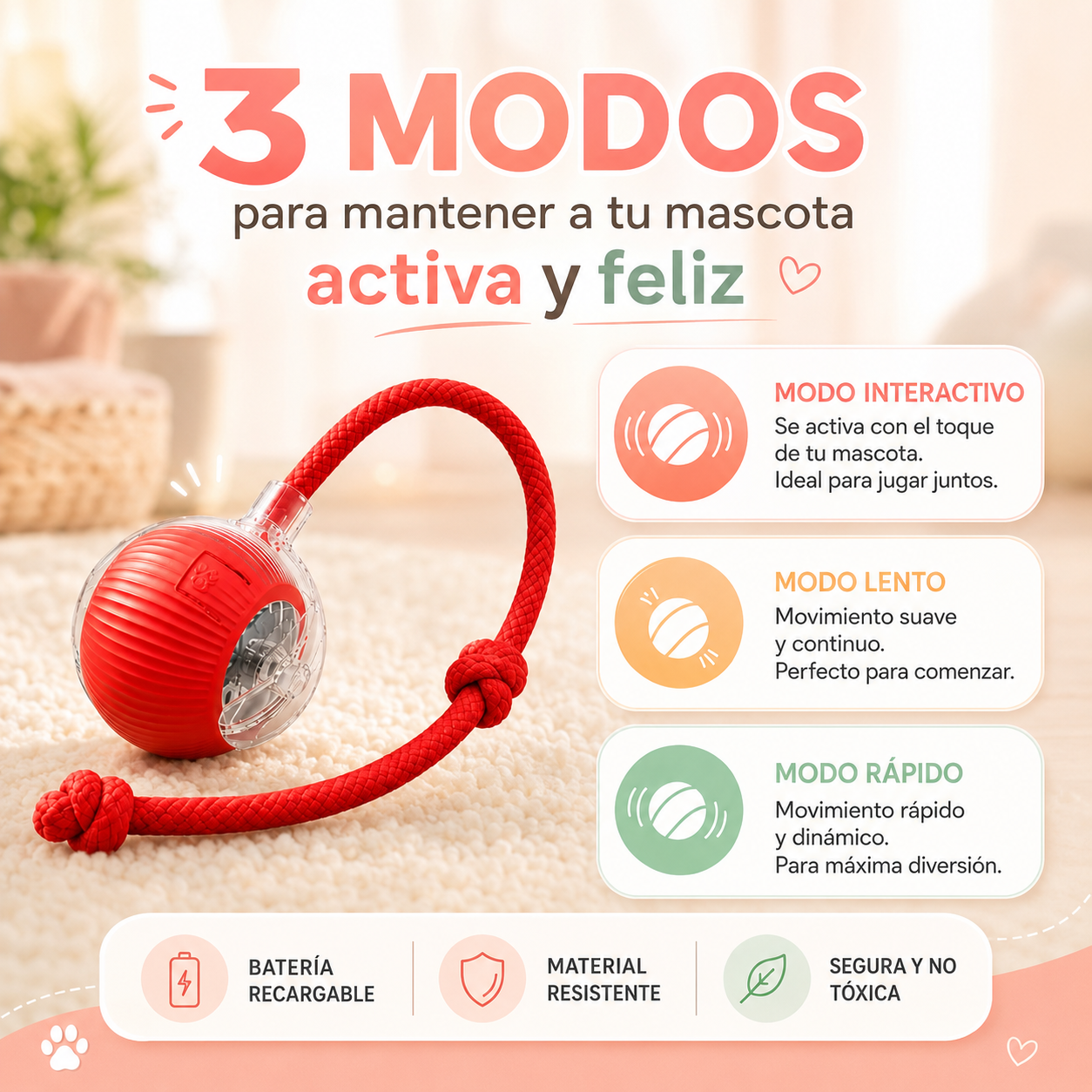 Pelota inteligente Mascota con cuerda