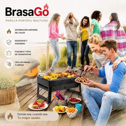 🔥 BrasaGo Parrilla Portátil Plegable