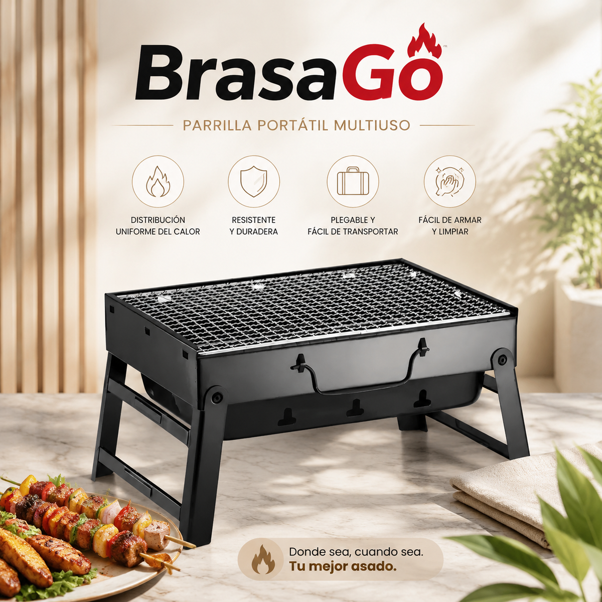 🔥 BrasaGo Parrilla Portátil Plegable