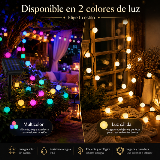 Guirnalda Luces Exterior Cascada Luces Solares Esferas