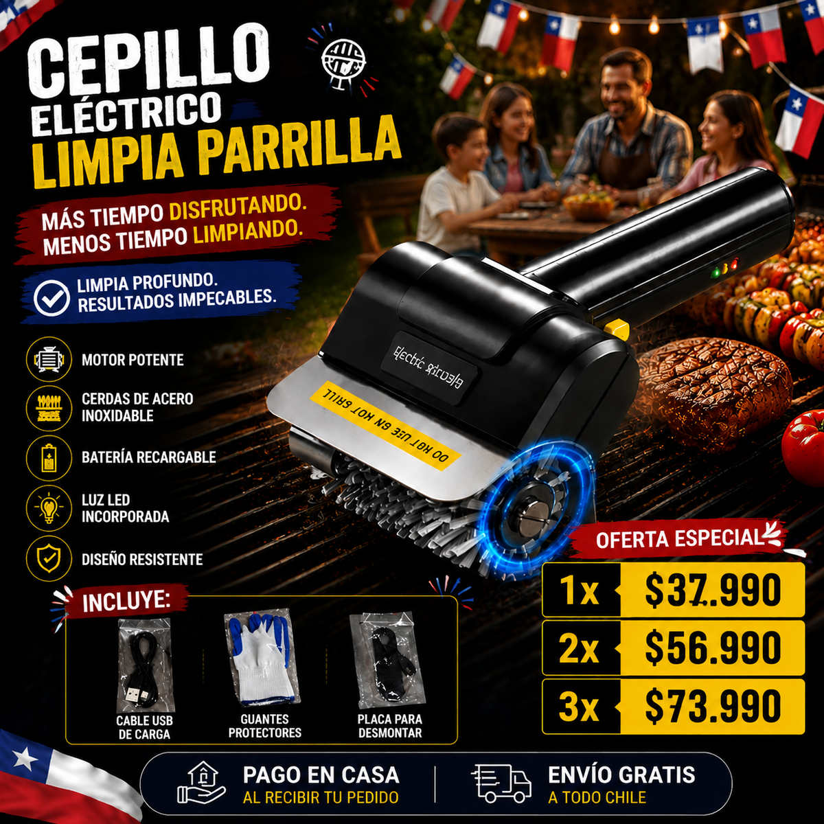 Kit Cepillo Limpia Parrilla