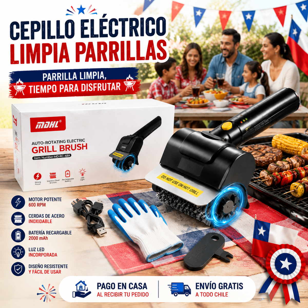 Kit Cepillo Limpia Parrilla