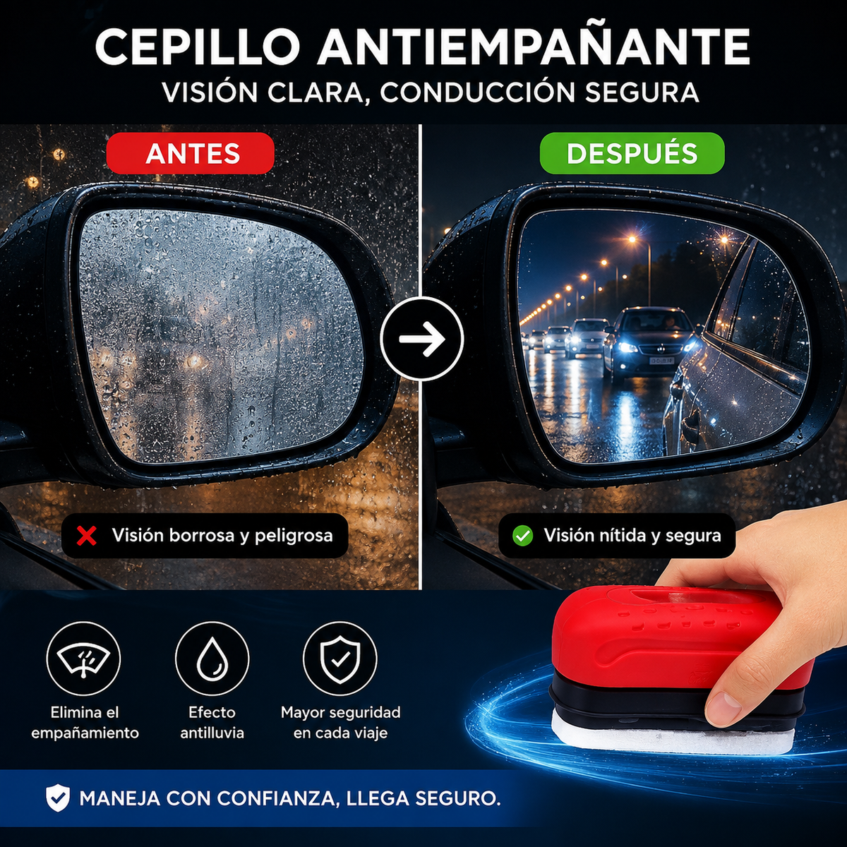 ClearDrive™ Cepillo Anti Empañante Hidrofóbico Pack 4 Cepillos