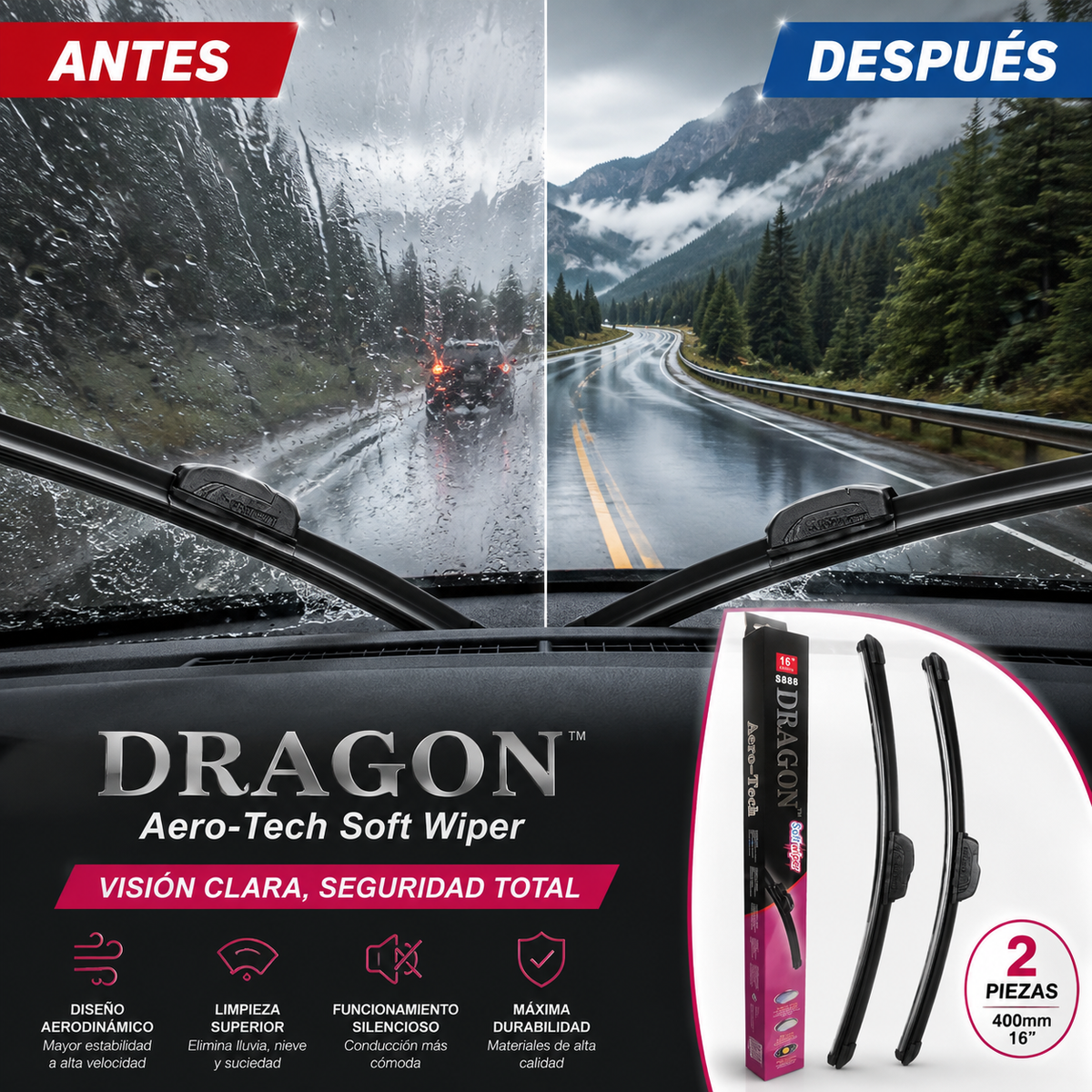 Par plumillas limpiaparabrisas RainDragon