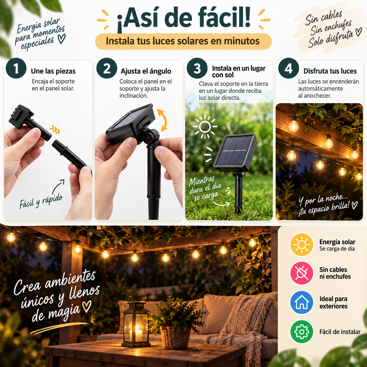 Guirnalda luces  solar led